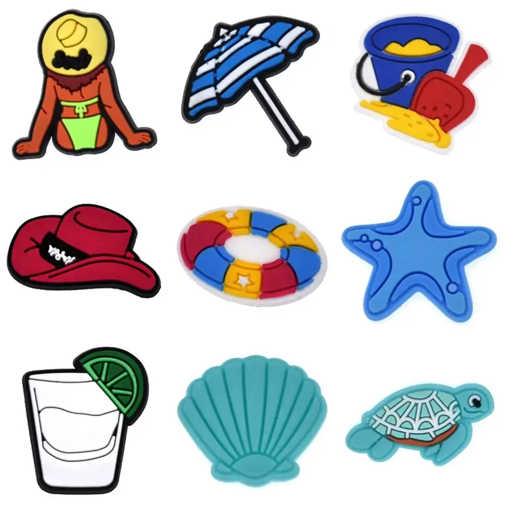 

Wholesale 1pcs PVC Shoe Accessories for Crocs Charms Beach Badge Women Sandals Buckle Kids Pins Decoration Jeans Party Favors