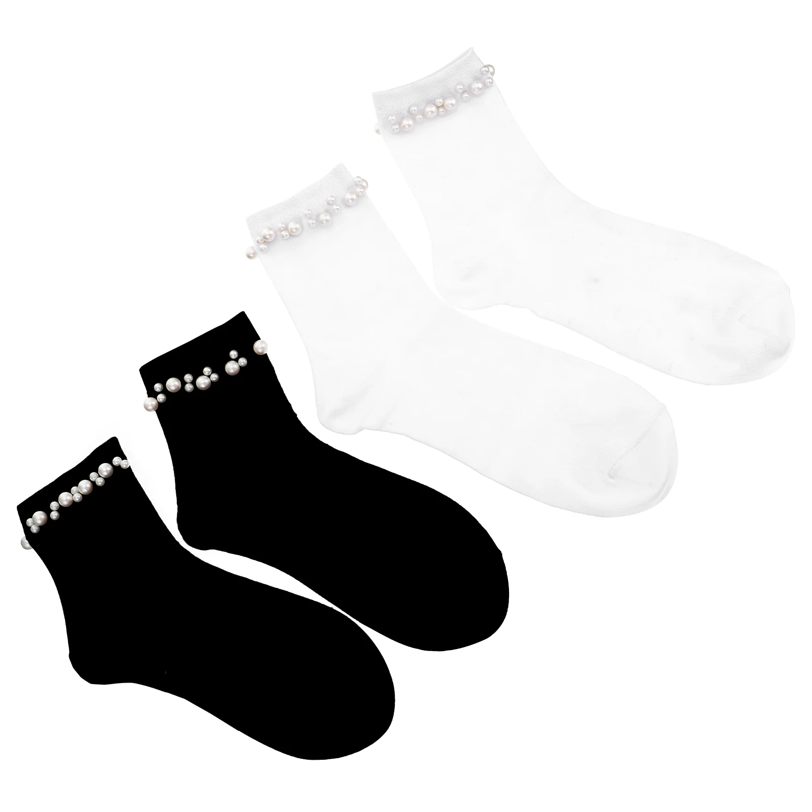 

2 Pairs Woman Funny Cotton Socks Ankle Socks Woman Pearl Low Tube Casual Socks