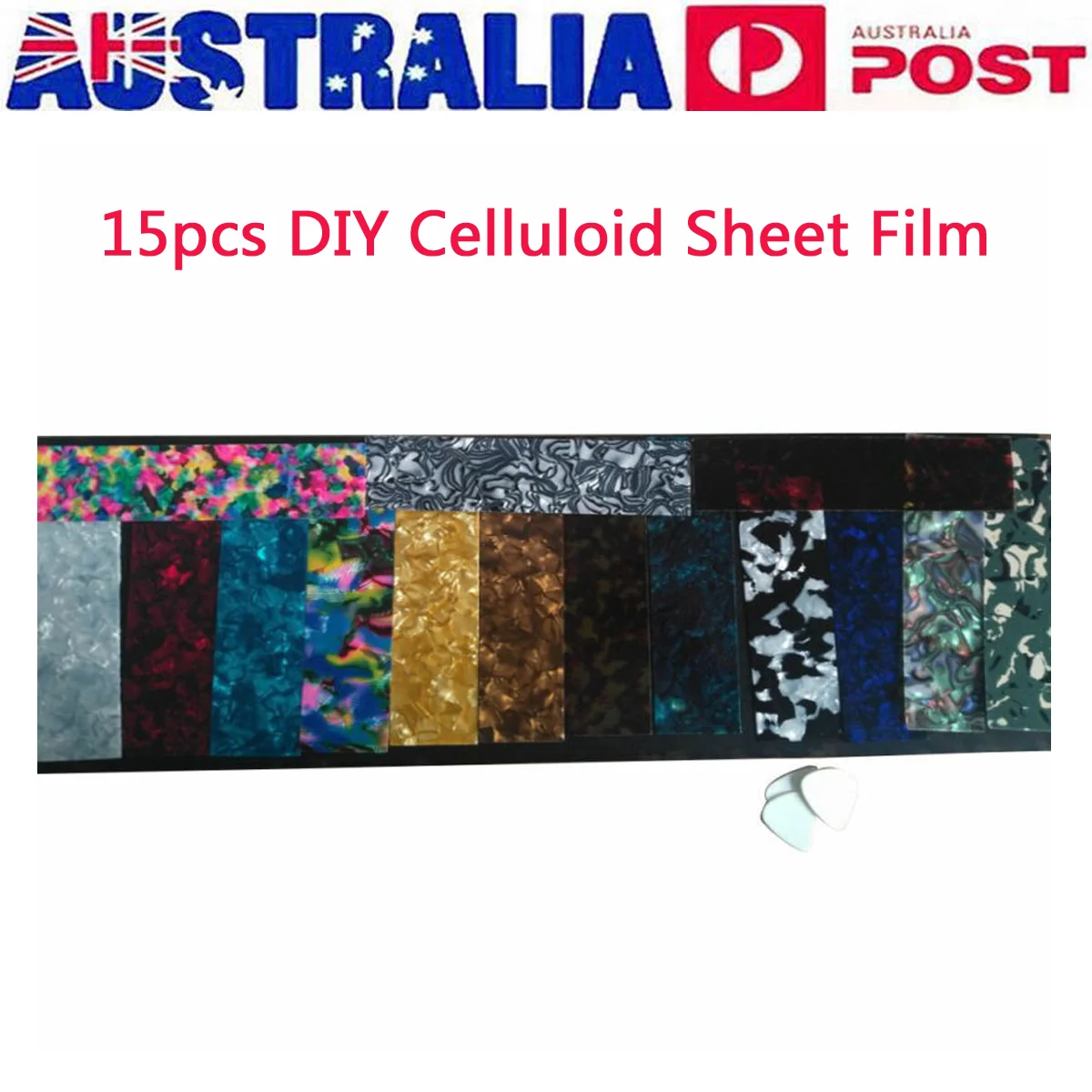 15pcs DIY Guitar Pick Punch Sheets Musicians Recommended Light Medium and Heavy Celluloid Strips Three Thickness Mix