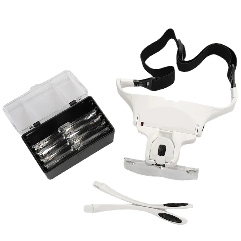 

Microblading Headband Magnification Goggles Magnifying Glasses with LED Light and 5 Set Lenses for Embroidery Permanent Makeup