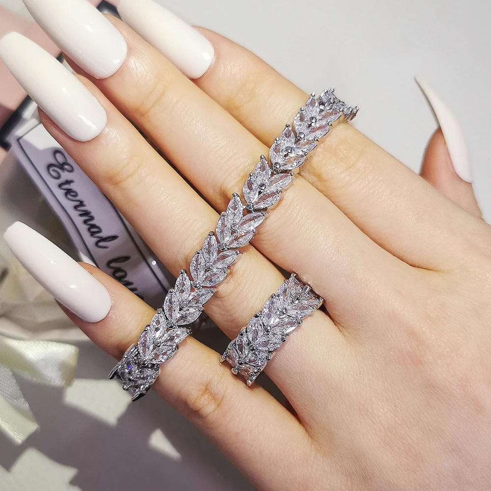 

2pcs Pack 2022 New Luxury Marquise Wedding Bridal For Women Lady Anniversary Gift Jewelry Drop Shipping J7262