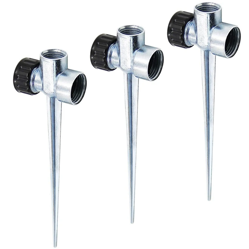 

3 Pack 1/2 Inch Zinc Flow Thru Lawn Sprinkler Spike Base, Watering Sprinklers For Yard, Lawn And Grass Irrigation