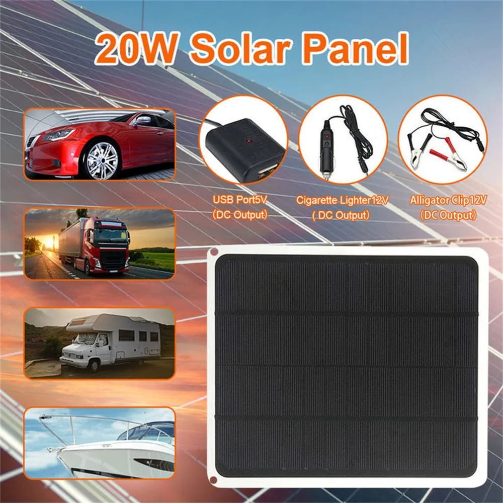 

20 Вт 12 В Уличный Кемпинг резервное питание автомобиль лодка яхта солнечная панель Непрерывная батарея зарядное устройство источник питани...