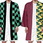 Костюм для косплея из Кимоно танджиро, хаори, для взрослых и детей