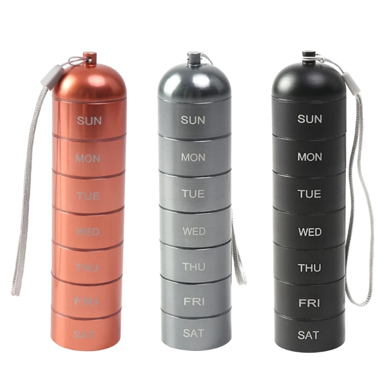 

7 Compartments Sealed Weekly Pills Holder Box Split Organizers Pills Splitter Pills Bottle Container