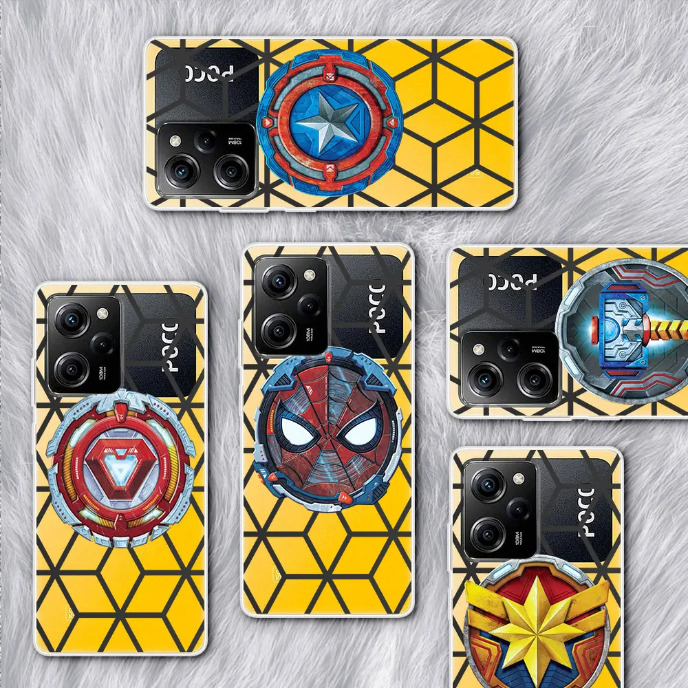 

Spiderman Coque for Xiaomi Poco X5 X3 NFC Iron Man Marvel Case M4 X4 Pro 5G Pocophone F1 M3 F3 F2 M2 Clear Silicone Phone Cover