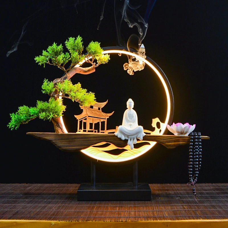 

Agarwood Incense Candle Holders Lotus Waterfall Creative Electric Incense Burner Diffuser Adornos Para Casa Home Decor TY30XP