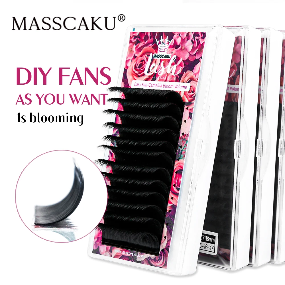 

MASSCAKU Auto Fans Russian Easy Fanning Camellia False Eyelashes Natural Soft Fast Bloom Flowering Grafting Lashes Extensions