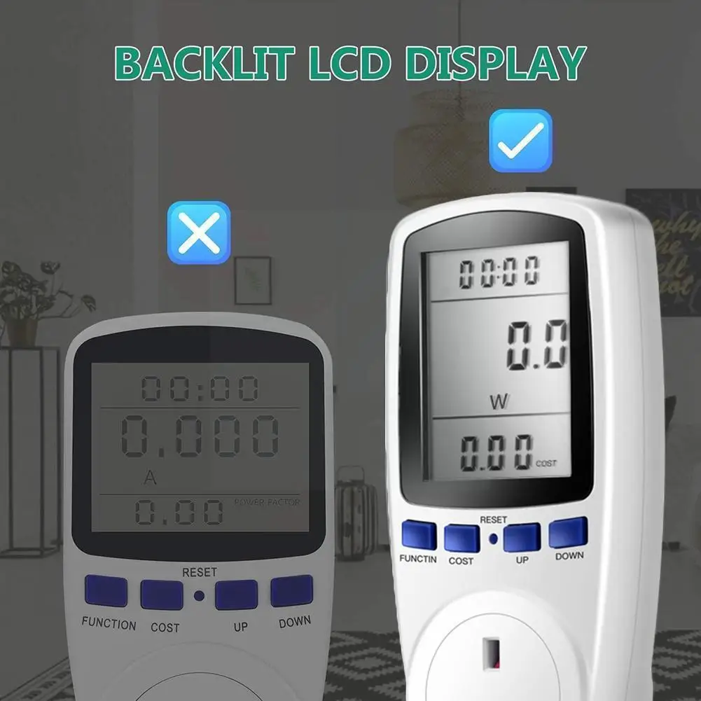 

Uk Plug Socket Digital Voltage Wattmeter Power Consumption Watt Energy Meter For Kwh Ac 230v Electricity Analyzer Monitor Z2y5