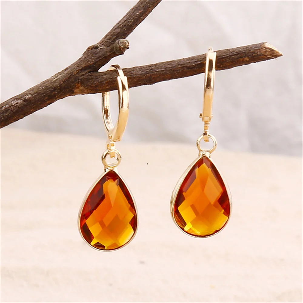 

Charm 1 Pair Of Classic Copper Edging Water Drop Glass Ladies' Earrings Party Gifts Dangle Earring Cute Ear Drop Fashion Jewelry