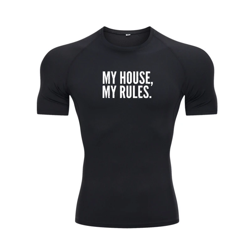 

Мужская забавная рубашка на День отца, рубашки с надписью «My House My Rules», мужские футболки для папы, новинка, хлопковая Футболка с новым дизайном