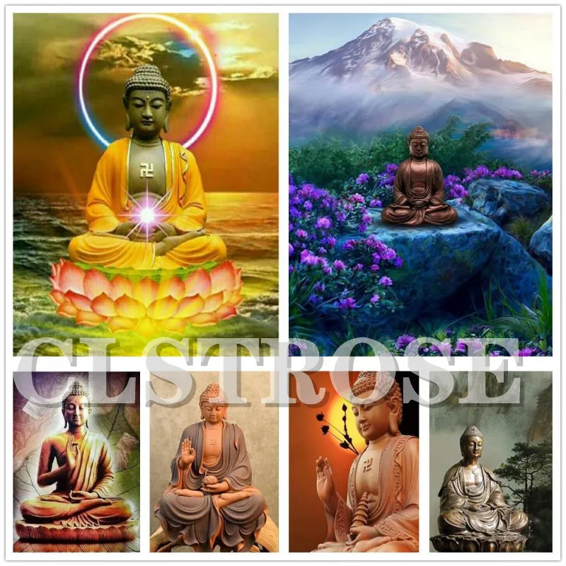 

Diy Diamond Painting Landscape Buddha Mosaic Art Cross Stitch Kit Full Drill Diamond Embroidery Art Picture of Rhinestones Decor