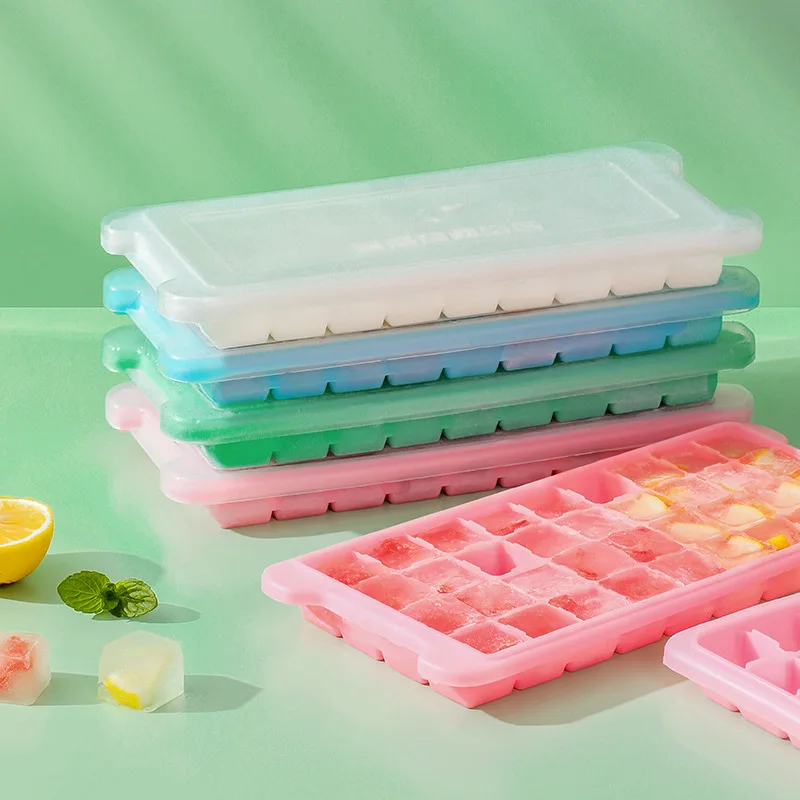 

24 Grids Silicone Tray Mold With Clear Cover Popsicle Kitchen Summer Mould Fruit Maker Home Freezer Accessories Cool