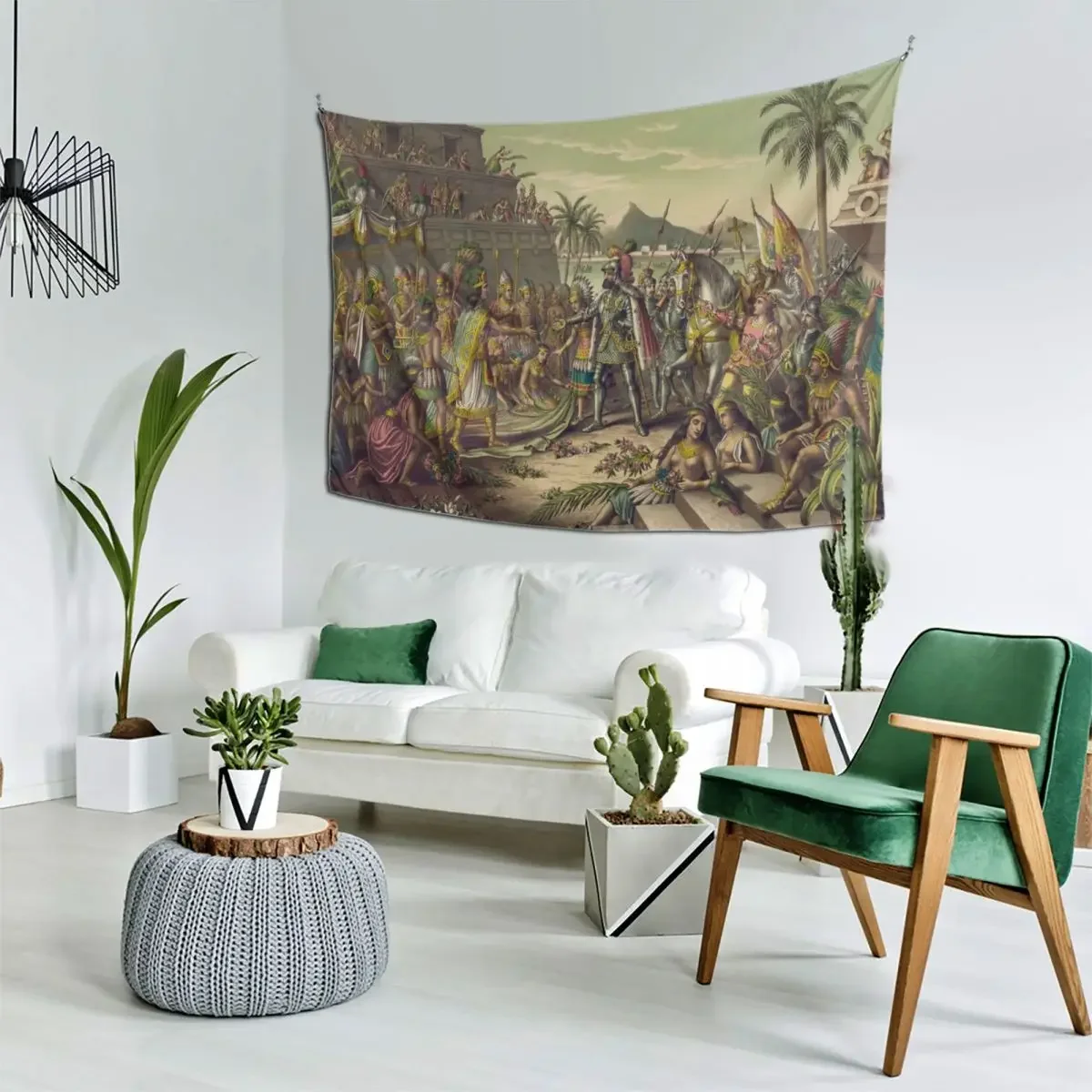 Вход Cortez в Мексику встречи Монtezuma ноября 8 1519 гобелен эстетический декор комнаты