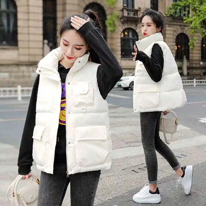 

2022 New Spring Autumn Coats Down Cotton Vest Women's Clothing Korean Loose Vest Outer wear Waistcoats Girls Jackets fp271