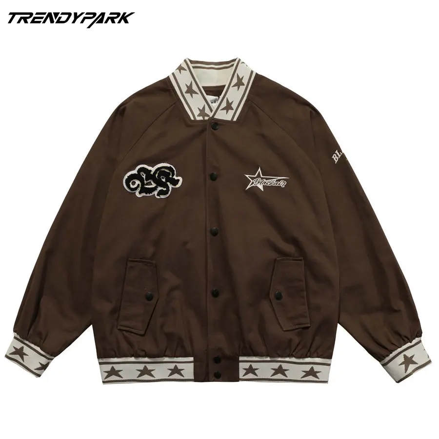 

Куртка-бомбер мужская с аппликацией, куртка в американском винтажном стиле, Повседневная Уличная одежда в стиле Харадзюку, с боковыми карма...