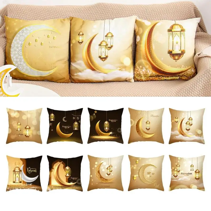 

Eid Pillow Cover Hot Sale Islamic Festival Cushion Covers Golden Moon Star Ramadan Decoration 2023 Living Room Sofa Pillowcase