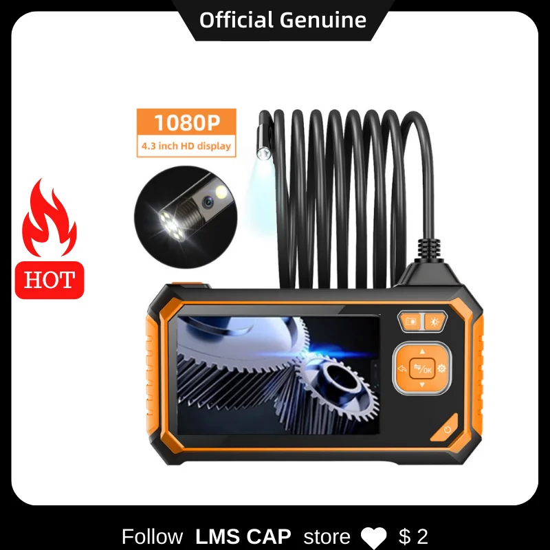 

Endoscope 1080P HD Video Borescope 8mm Industrial Handheld Inspection Flexible Snake Camera with 4.3 Inch LCD Screen