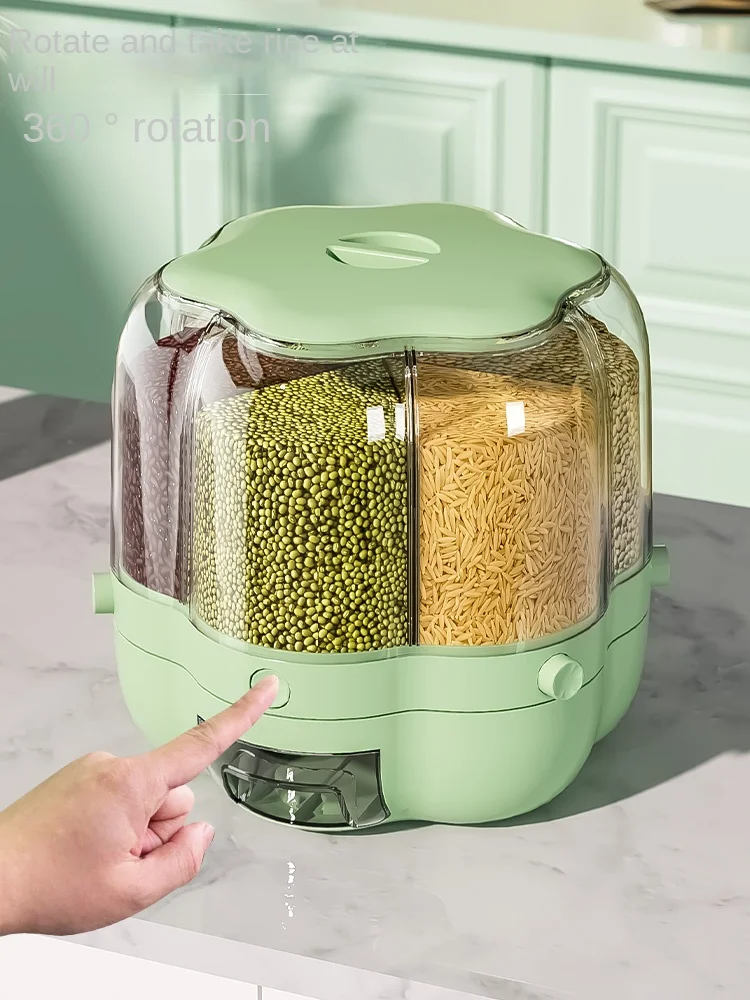 Rotatable Jars For Bulk Cereals Rice Barrels Rice Tank Grains Separated Home Containers Sealed Insectproof Kitchen Storage Box
