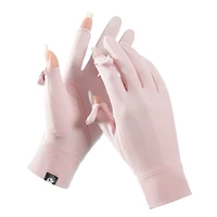 new women sun protection gloves ice thin gloves summer uv resistant two finger cool breathable mesh driving touch screen gloves