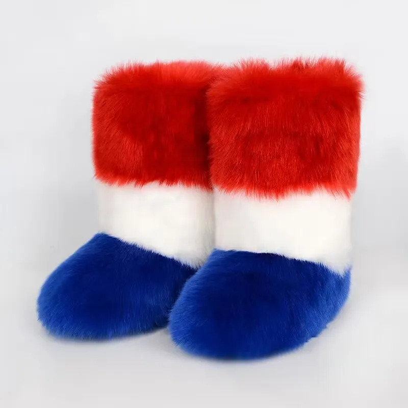 2024 женские зимние новые цветные ботинки на меху модные с кисточками толстые