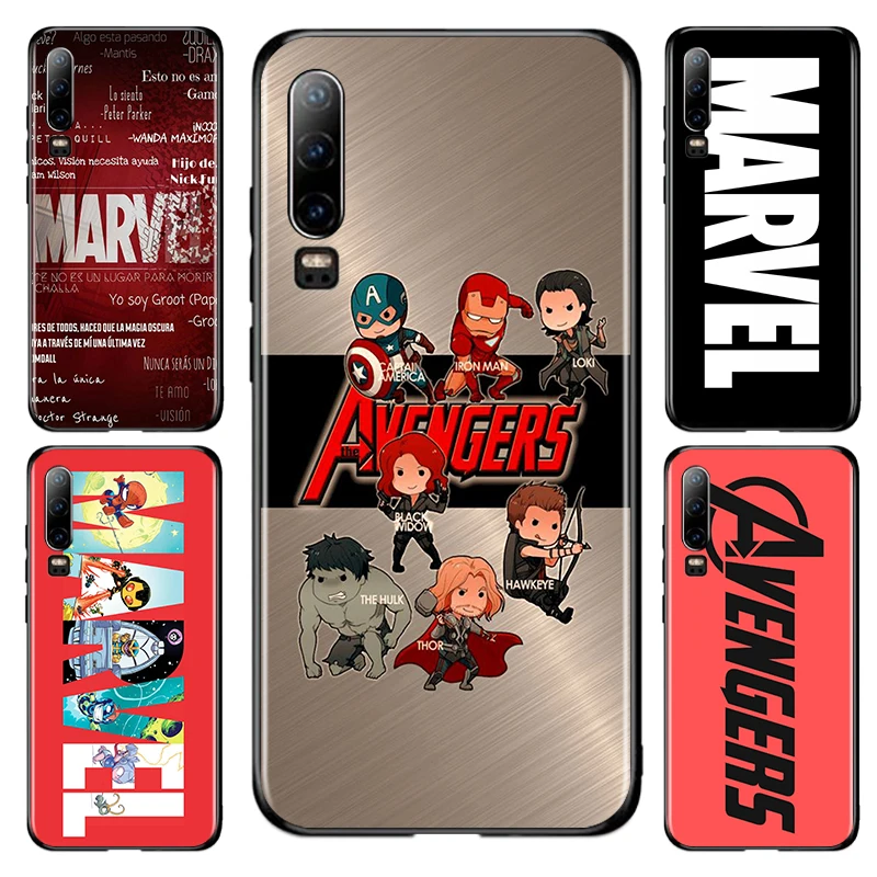 

Marvel Avengers Logo Superhero For Huawei P10 P20 P30 P40 P50 lite Pro lite E P Smart 2019 2021 2018 2020 Black Soft Phone Case