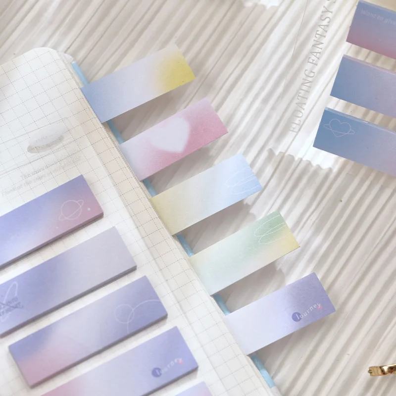 

100Pcs Gradient Colors Index Sticky Notes Memo Pad Bookmarks Cute Scheduler Markers Paper Stickers Kids Office Stationery Supply