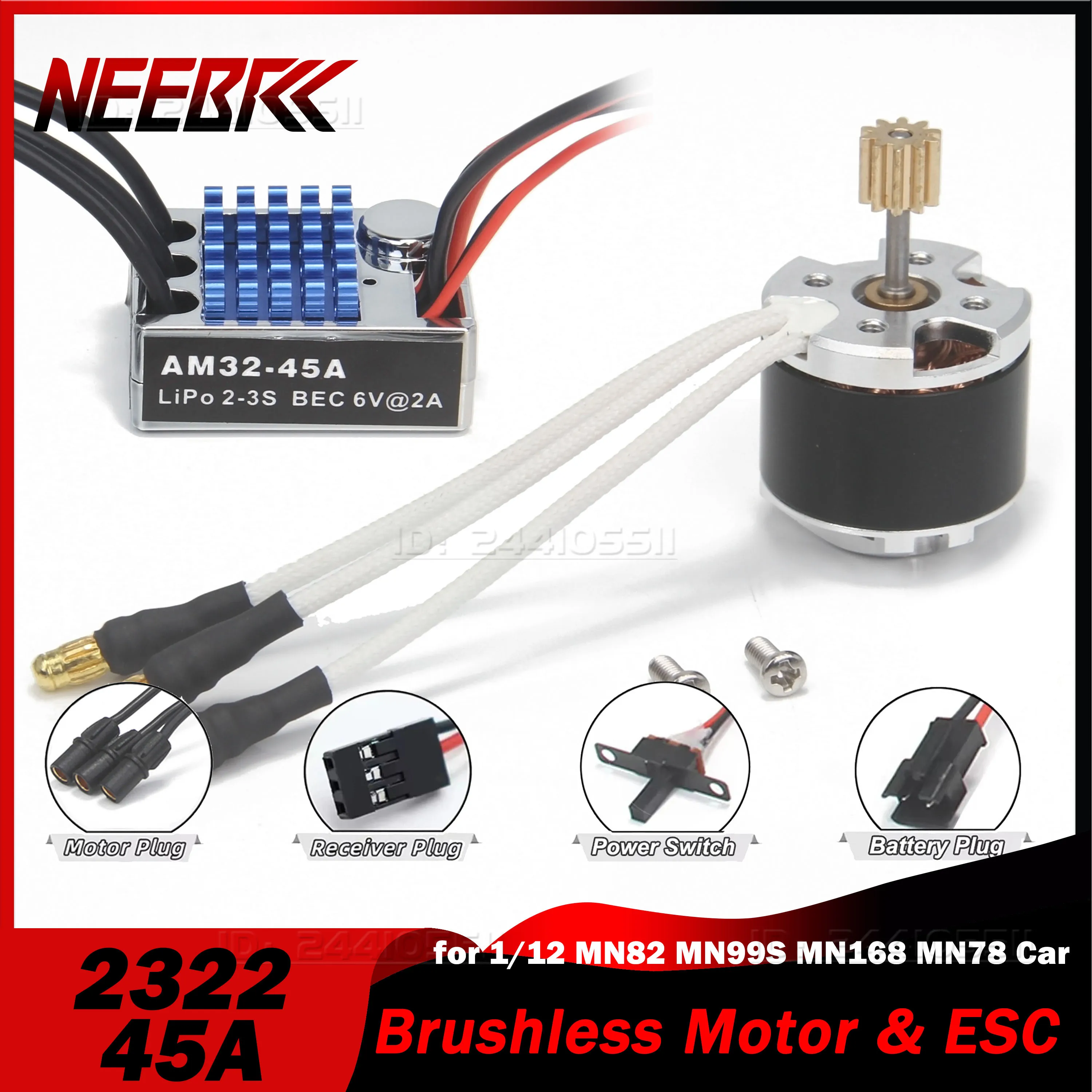 Фото NEEBRC 2322 Outrunner Гусеничный бесщеточный двигатель 5,5-9 В 45 А ESC BEC для 1/12 RC внедорожника MN82 MN99S MN168 MN78 Обновленная часть №1
