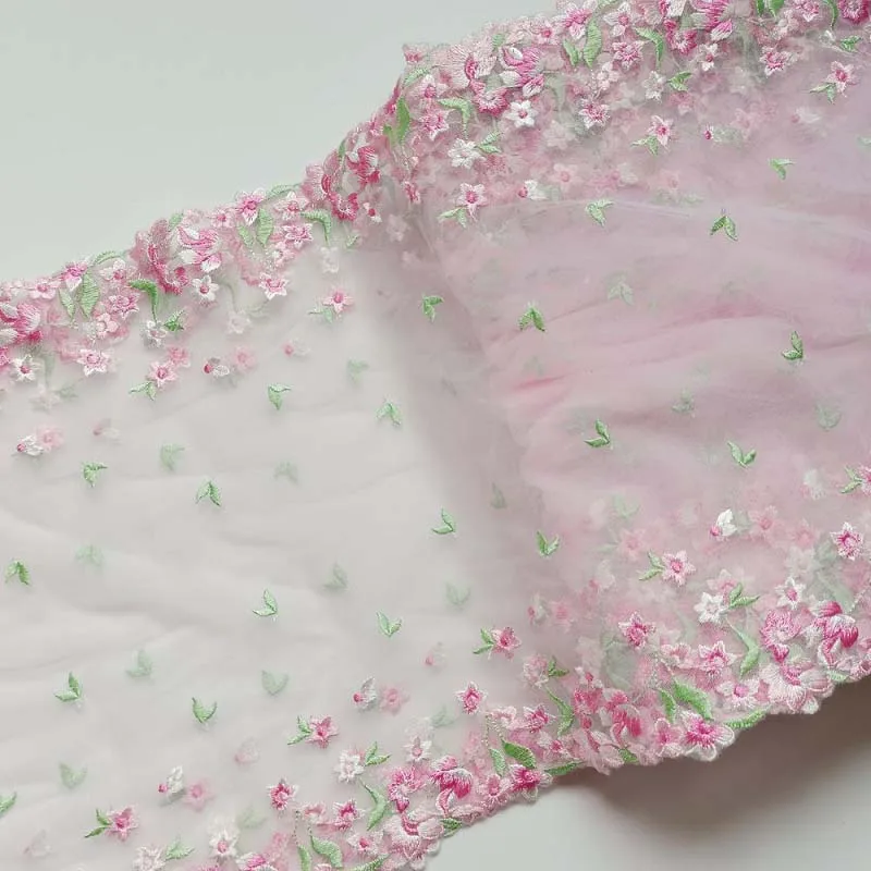 

Двусторонняя розовая Цветочная кружевная ткань, 15 ярдов, ремесла «сделай сам», принадлежности для шитья, аксессуары для украшения одежды, нижнего белья, кружева