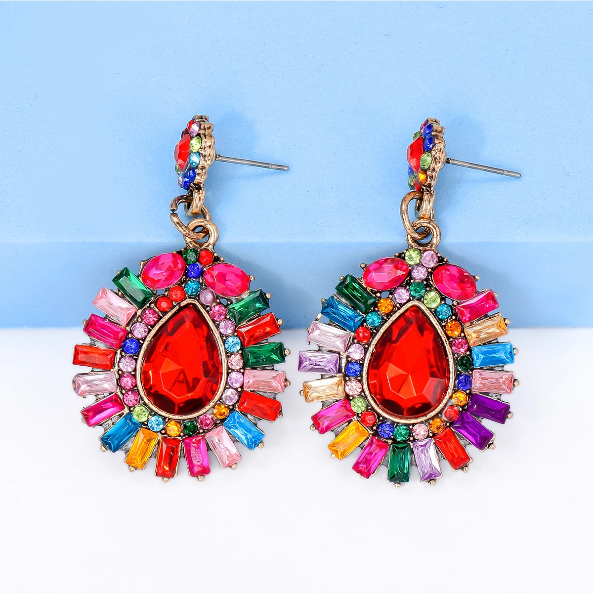 

Luxury Colorful Crystal Dangle Earrings High-quality Banquet Party Accessories Statement Jewelry for Women 2023 Trend Pendientes