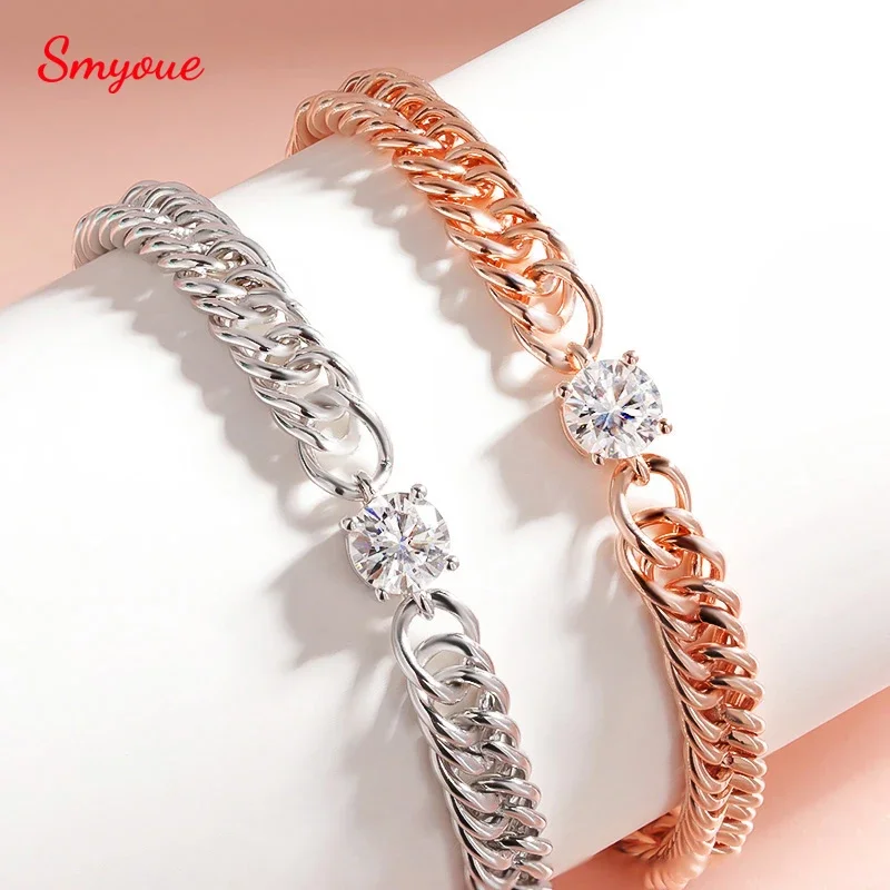 Smyoue 1 карат D цвет муассанит серебряный браслет для женщин и мужчин классические