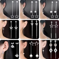 wholesale s925 sterling silver jewelry high quality fashion women long tassel pearl cubic zirconia earrings