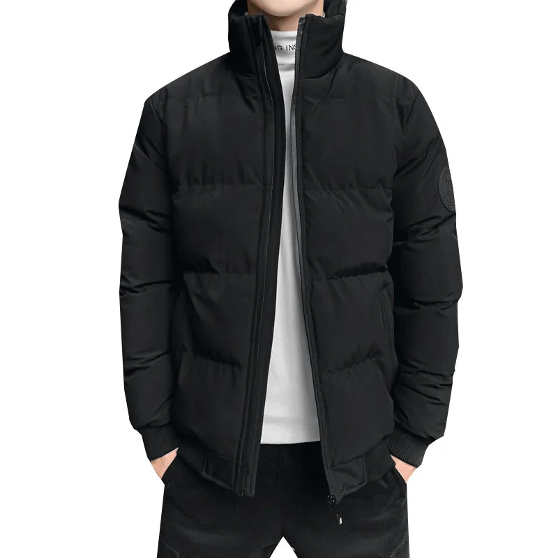 

Новая зимняя короткая хлопковая одежда для мужчин, молодежная приталенная Повседневная утепленная куртка с воротником-стойкой, большая мужская мода