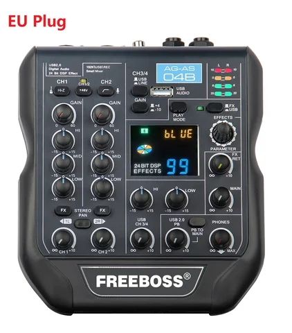 Freeboss 24 бит 192 кГц микшер для живого аудио 99 DSP эффектов мини-микшерная консоль Bluetooth с USB-записью 48 В функция фантомного питания