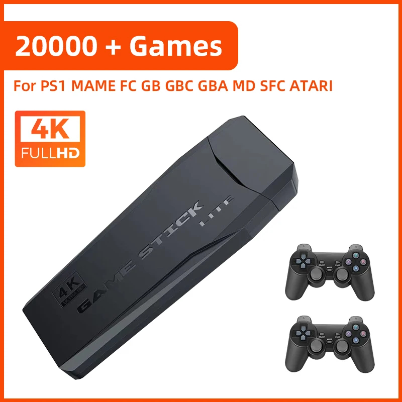 

M8 Video Game Console 2.4G Double Wireless Controller Retro Game Stick 4K 64GB 20000 Games For PS1 Arcade Playstation videogame