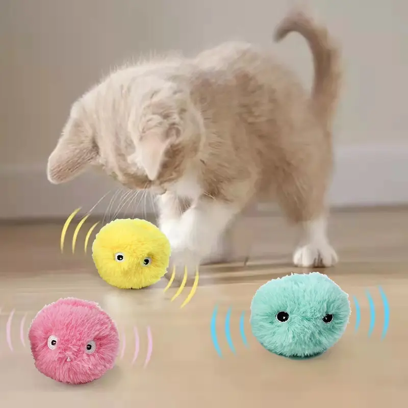 

Интерактивный мяч, умные игрушки для кошек, плюшевая электрическая тренировочная игрушка для котят, игрушка-пищалка для котят