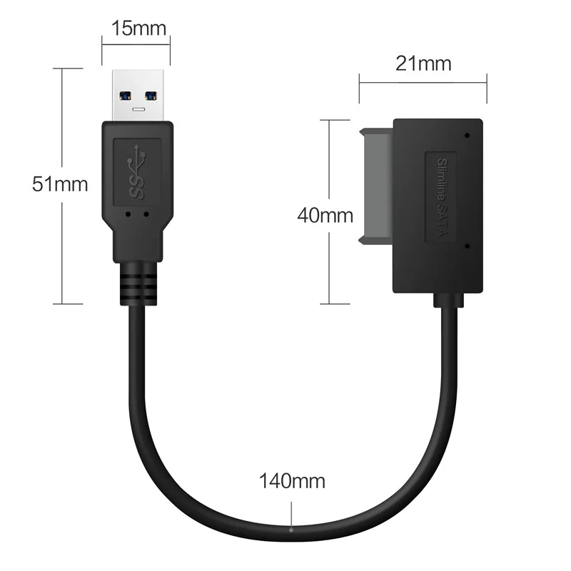 

Кабель-переходник с USB 3,0 на Mini Sata II 7 + 6, 13pin
