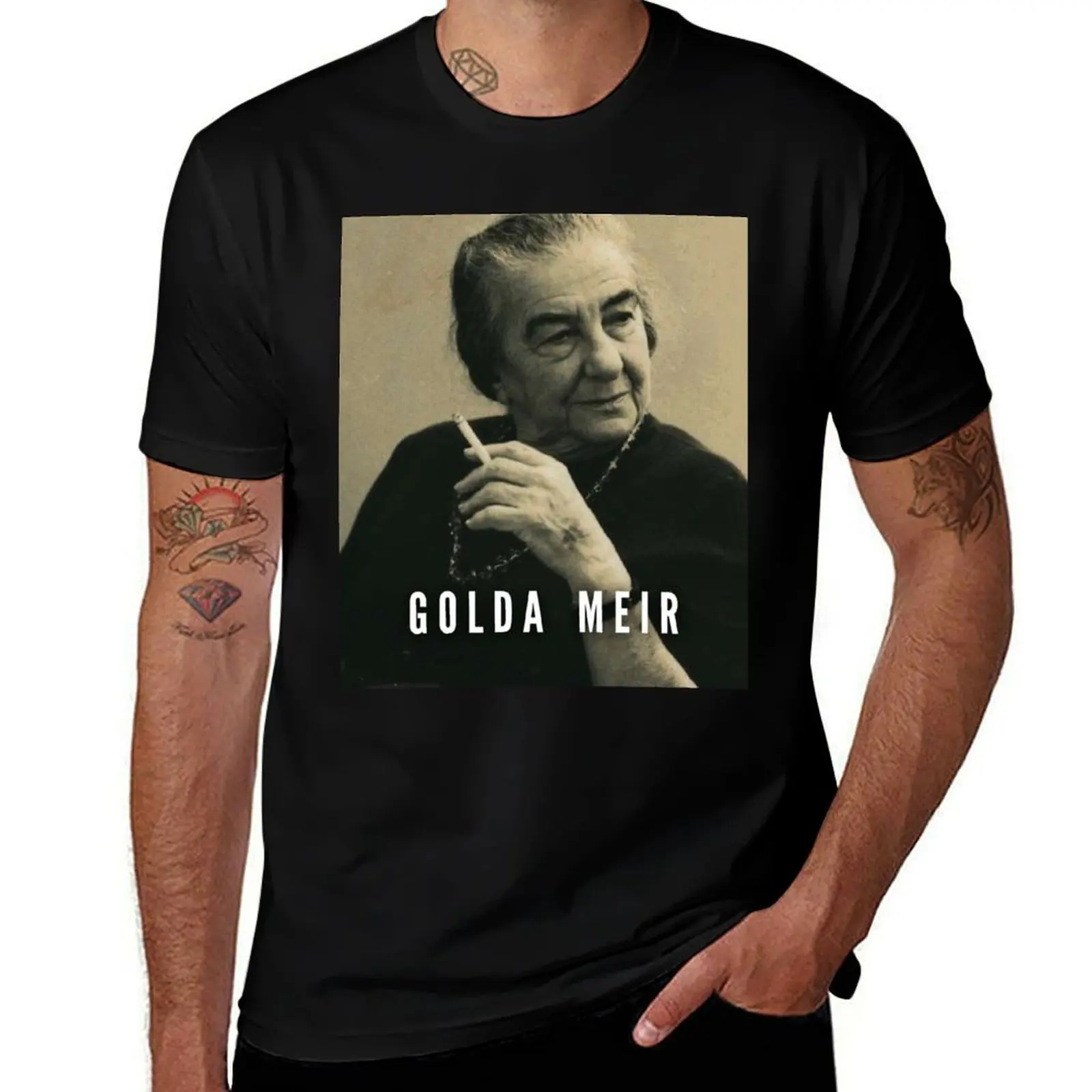 Фото Футболка Golda Meir с графическим рисунком, заготовки, эстетичная одежда, черные футболки для мужчин №1