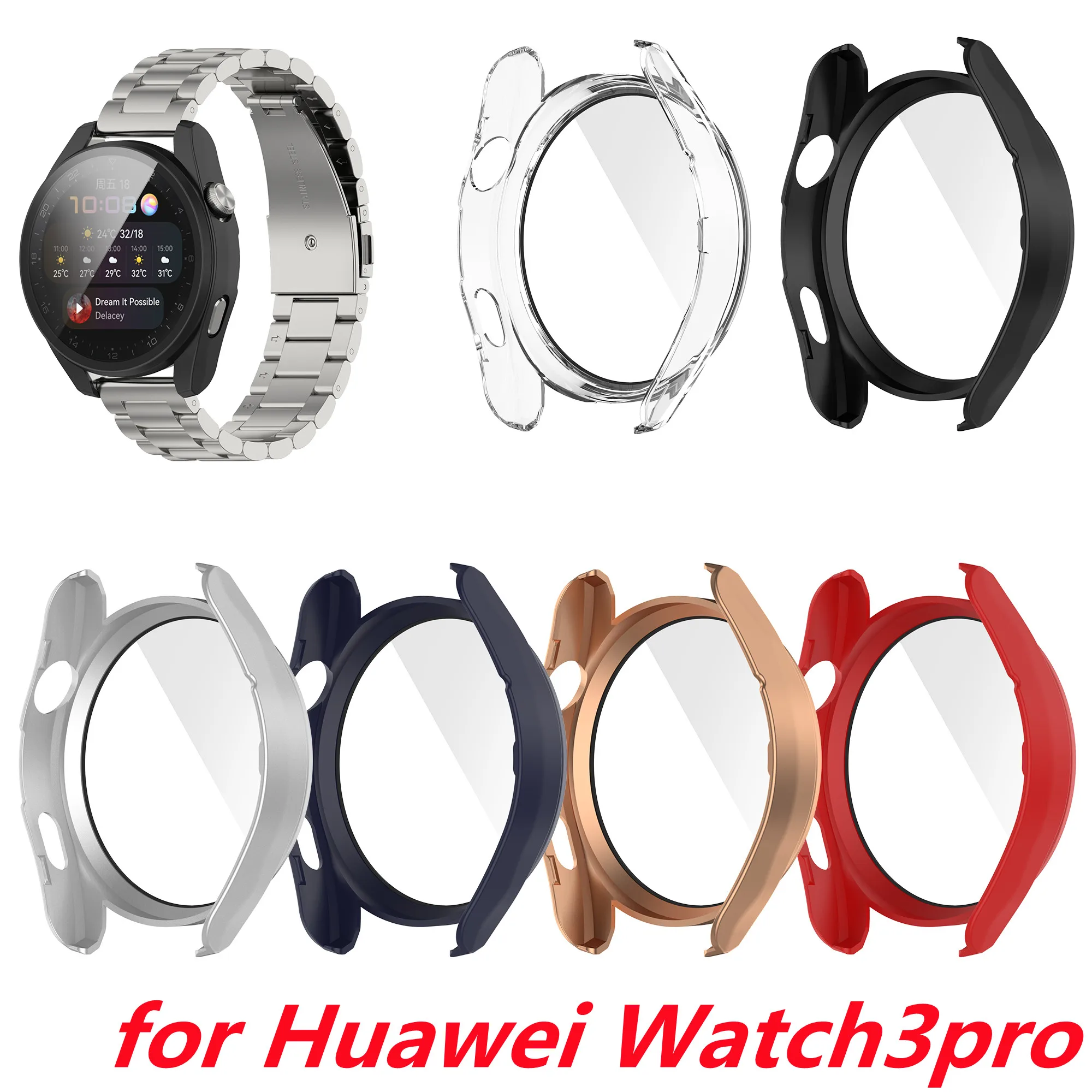 

Стекло + чехол для Huawei Watch 3Pro 48 мм, чехол для часов Huawei 48 мм, защита экрана бампера + крышка для экрана часов, ударопрочные аксессуары