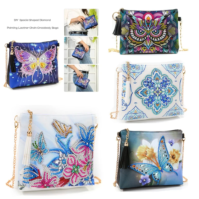 5D DIY Diamond Painting Peafowl Butterfly Flower Leather Crossbody Chain Bag Diamond Embroidery Bag Wallet Pouch for Girlfriend 1
