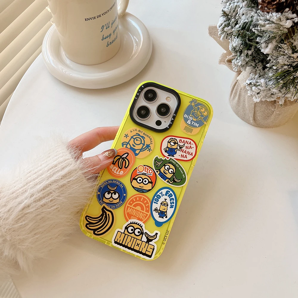 Милый мультяшный чехол для телефона с изображением миньона банана iPhone 14 13 12 11 Pro Max