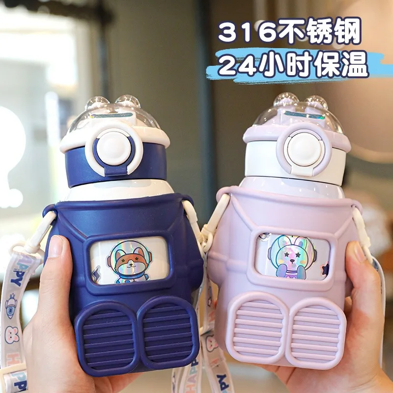 

Interstellar Space Rabbit Thermos Cup 316 Children's Insulation Cup Male and Female Students Cute Good-looking Straw Cup