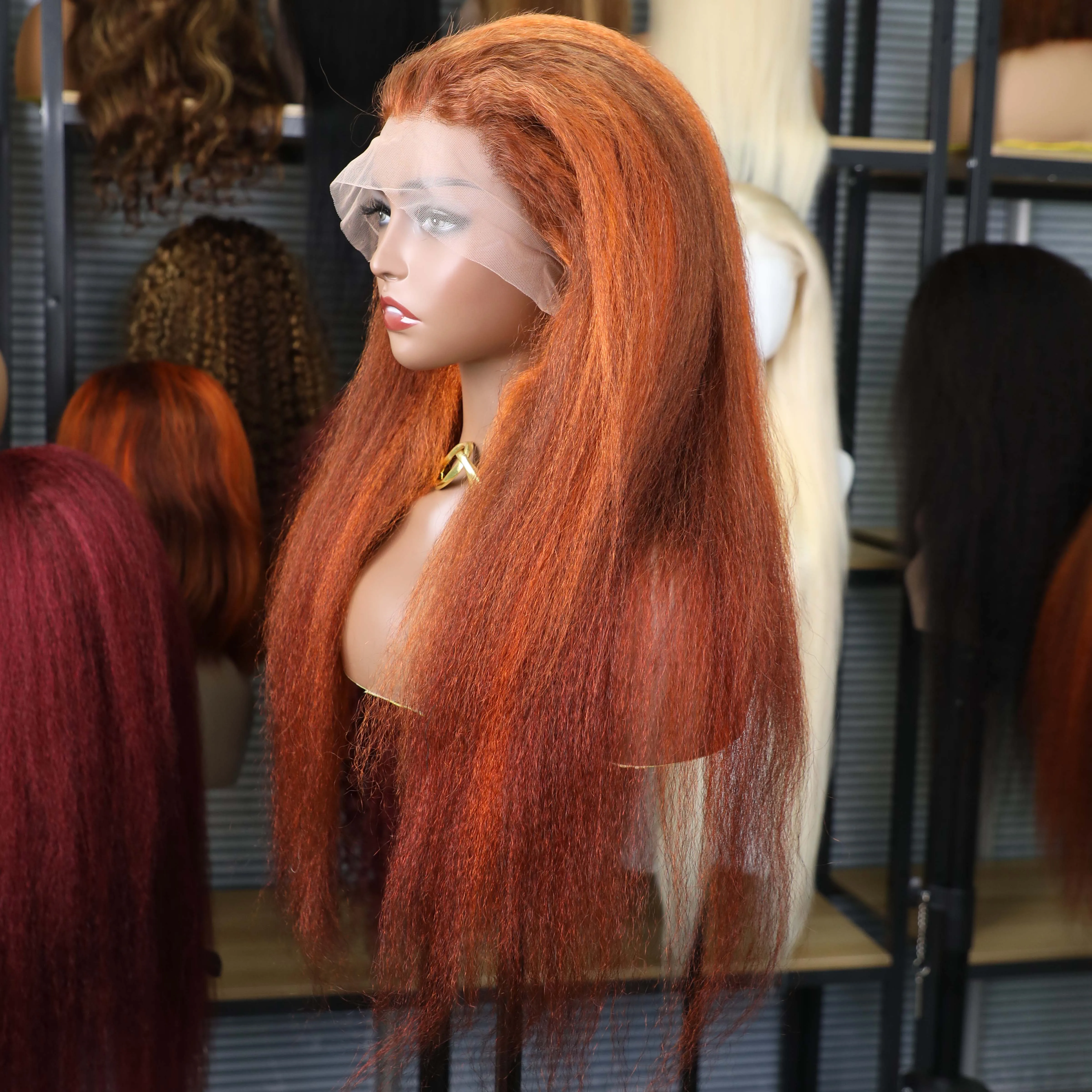 Хайлайтер 4/350 коричневый имбирный оранжевый цвет 13x6 курчавые прямые бразильские