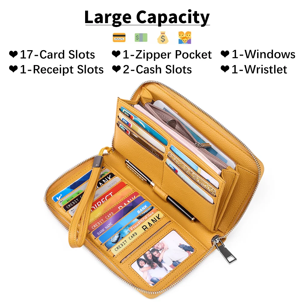 Women PU Leather Wallets Female Long Zipper Purses Large Capacity Money Bag Phone Pocket Multifunction Clutch Coin Card Holder