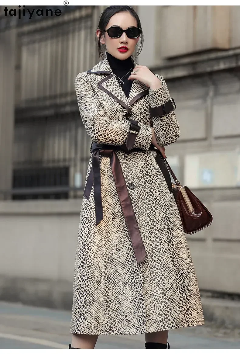 Женский длинный пуховик Tajiyane Элегантная куртка из натуральной овечьей кожи