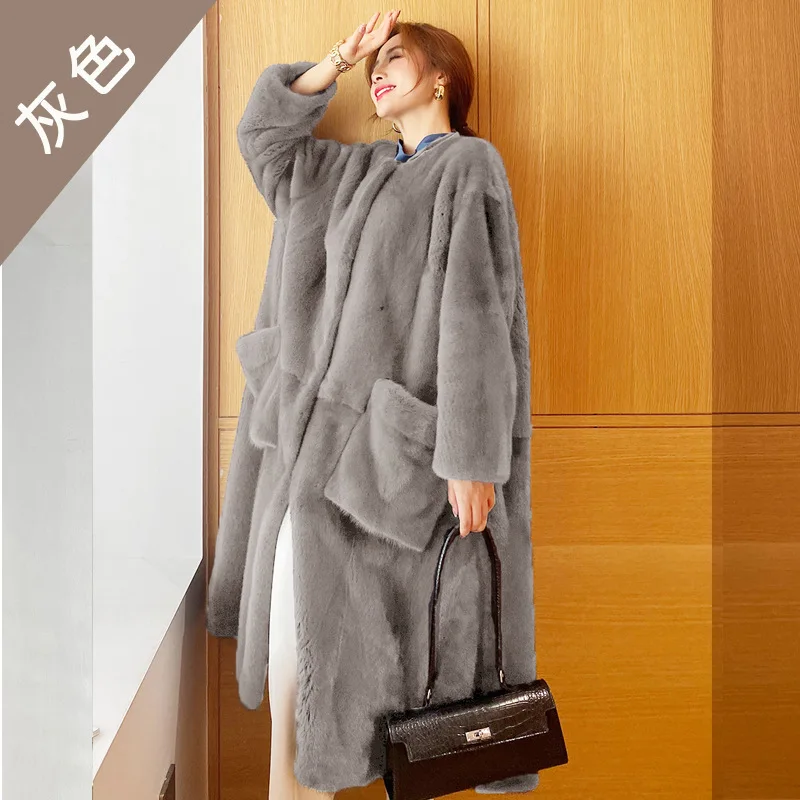 New Winter Fashion Casual Faux Fur Temperament Coat Loose Medium Length Womens Coat