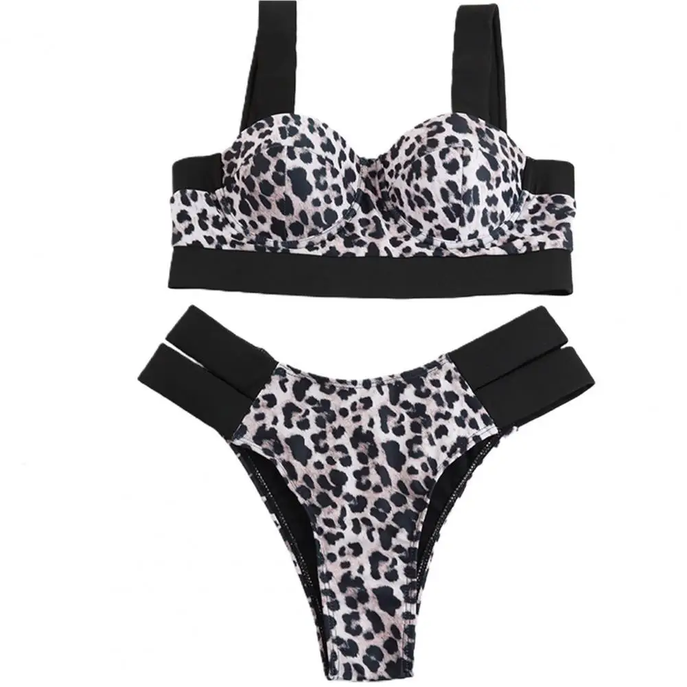 

Stylish Leopard Printing Patchwork Female Summer Swimwear Summer Swimwear Split Type Sleeveless