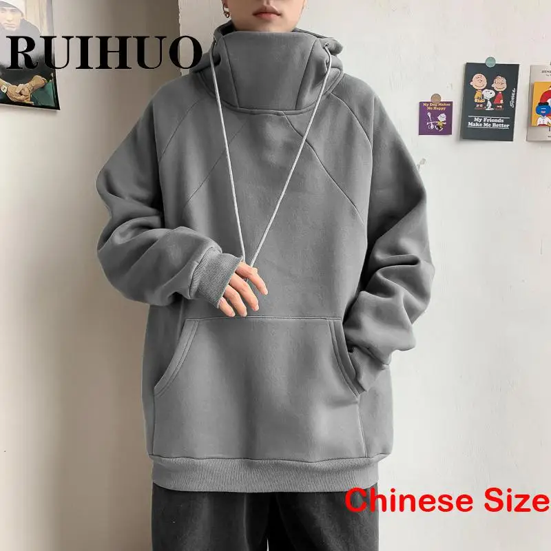 

RUIHUO Solid Thick Men's Hoodies for Men Clothes Man Hoodie Aliexpress Uk Korean Fashion Hoody Hooded Sweatshirt 5XL 2023 Spring