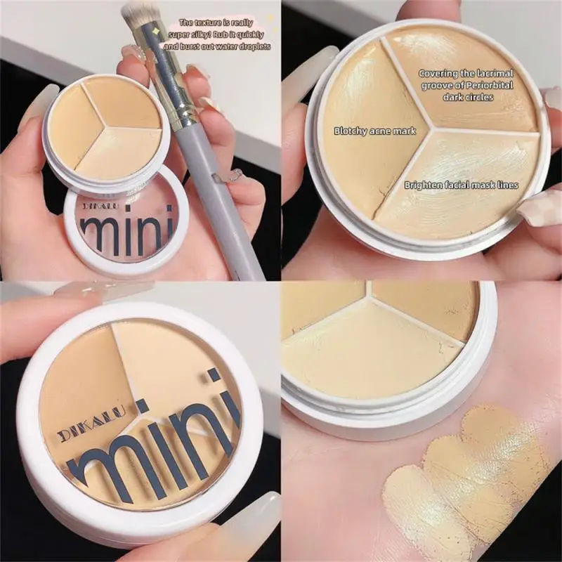 

3-Color Concealer Palette Cream Texture Covers Acne Marks Dark Circles Multifunction Face Makeup Lasting Brighten Face Cosmetics