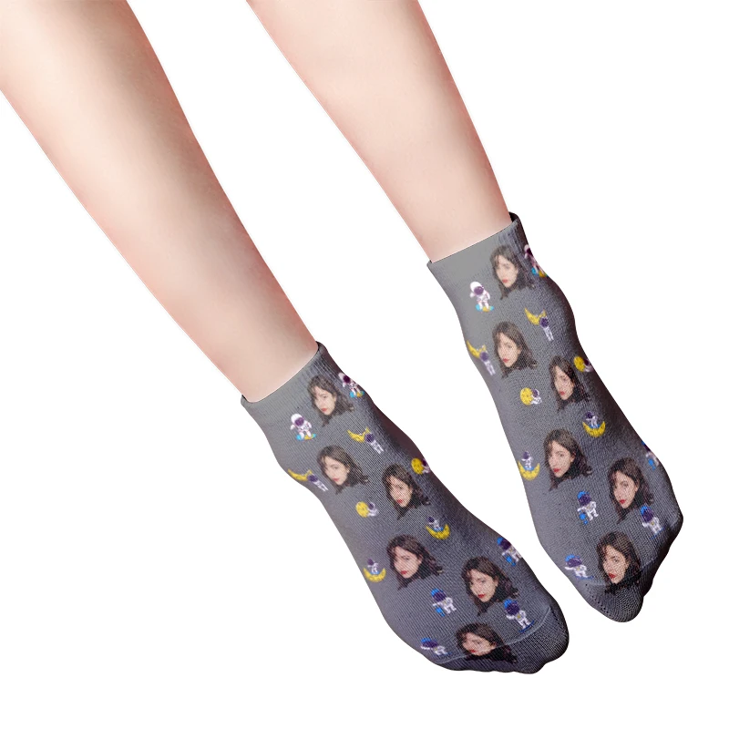 3D Cute Cartoon Astronauts Pattern Printed Short Socks for Men Women Customized Face Fashion Funny Socks DIY Design Socks